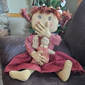 Handcrafted Rag Doll with Red Dress